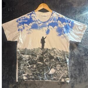 Y2K Imaginary Foundation Reach Art Shirt Large Made In USA! White/Blue Artsy
